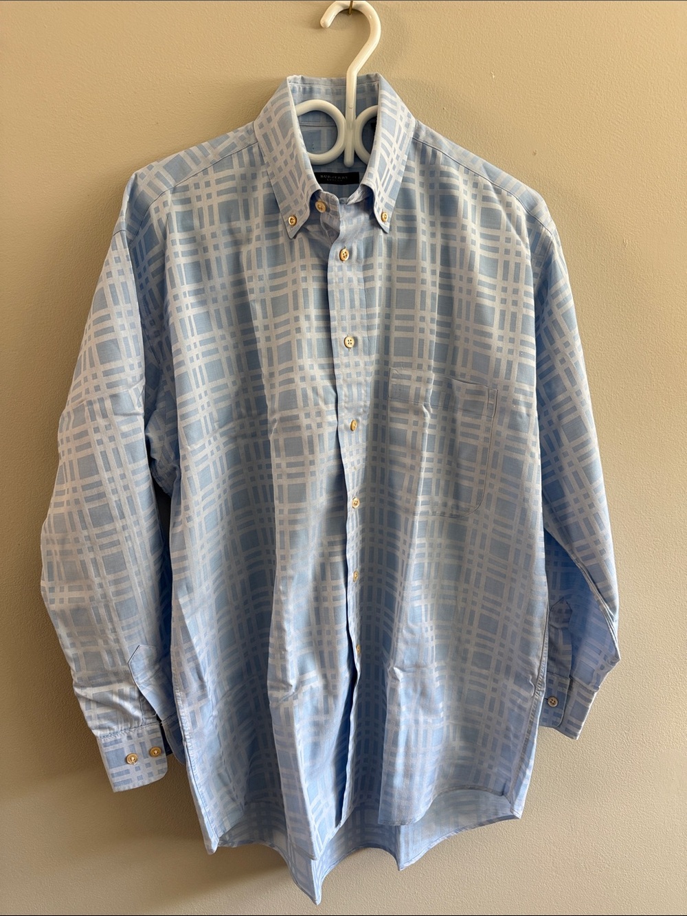 Burberry Light Blue Plaid Button-Down Shirt